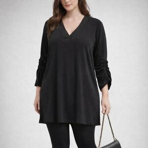 Sympli Black V-Neck Long Sleeve Top